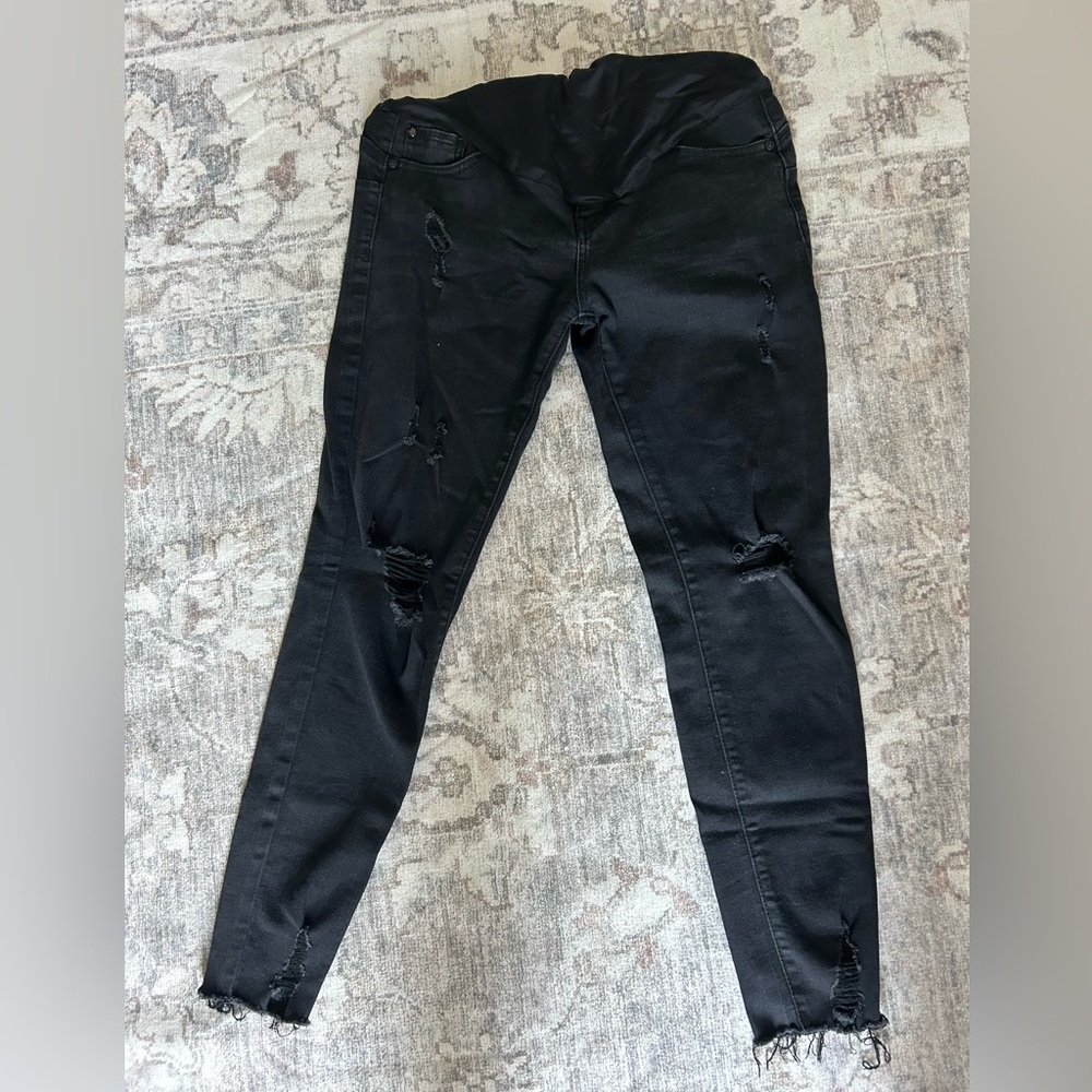 Pink Blush Maternity Black Distressed Denim